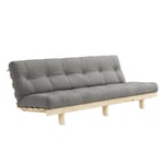Banquette convertible futon LEAN pin coloris gris couchage 130x190 cm.
