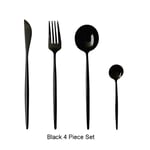 GQDZ 4Pcs/Set Black Gold Cutlery Set 18/10 Stainless Steel Dinnerware Silverware Flatware Set Dinner Knife Fork Spoon Cutlery Set (Color : Black)