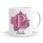 i-Tronixs® Personalised Name Initial Colour Printed Coffee Tea Mug for Valentines Day Birthday for Him Her Boyfriend Girlfriend Fiance Husband Wife Friend (Light Pink)