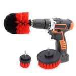 3pcs Power Scrubber Brush Electric Drill Cleaning Kit For Ba Red