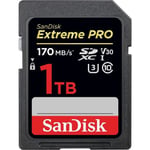 SanDisk 1TB Extreme PRO SDXC, carte mémoire, jusqu'à 170 MB/s UHS-I Classe 10, U3, V30