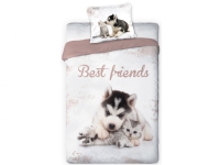 Sängkläder för unga 02 BEST FRIENDS DOG AND CAT set 140x200cm + kudde 70x90cm