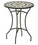 Dehner Table de Jardin Diana Ø 60 cm, Hauteur 72 cm, métal, mosaïque, Marron/Gris/Blanc