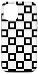 iPhone 15 Pro Black-White Geometric Chess Squares Checkerboard Pattern Case