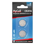 HyCell Piles bouton CR2016 3V 70 mAh (2 pces) – Piles plates standard de qualité supérieure – Piles boutons pour ouverture de garage, balance numérique, pointeur laser, etc.