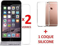 AccessOne Apple IPHONE 7/8 (4,7" Pouces) 2 Films Vitre Verre Trempé Protection ecran + 1 Coque Gel Silicone incassable by