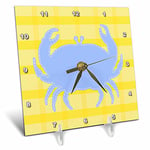 3dRose Horloge de Bureau Motif Petit Crabe Bleu sur Citron pâle 15,2 x 15,2 cm