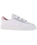 Superga Womens/Ladies 2870 Sport Club S Leather 3 Touch Fastening Strap Trainers (White/Light Pink) - Size UK 2.5
