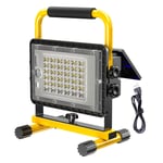 Portable LED 200W Construction Spotlight with Solar Panel, 10000LM Rechargeable USB Work Light, 6000K Cool White, Battery 20800Mah, 4 Modes, Outdoor Waterproof Work Lamp for Garage Workshop Camping
