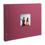 goldbuch Bella Vista 28808 Album Photo avec découpe fenêtre 39 x 31 cm 40 Pages Blanches avec intercalaires en Papier pergamin Rose Fuchsia