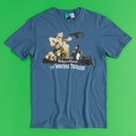 Official Wallace And Gromit The Wrong Trousers Train Scene Indigo Blue T-Shirt