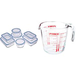 Amazon Basics Airtight Glass Food Storage Container Set with BPA-Free & Locking Plastic Lids, 14 Pieces (7 Containers + 7 Lids) & Pyrex P586 Measuring Jug, 500 ml
