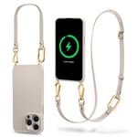 Spigen iPhone 15 Pro (6.1) Cyrill Classic Charm Mag Case with Strap - Cream Vegan Leather