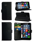 London Gadget Store Sony Xperia E5 / F3311 / F3313 - Black Carbon Fibre Style Leather Wallet Flip Skin Protective Case Cover