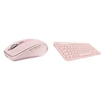 Logitech MX Anywhere 3 Compact Performance Mouse, ROSE & K380 Multi-Device Bluetooth Wireless Keyboard with Easy-Switch for up to 3 Devices, Slim, 2 Year Battery, Rose