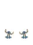 Disney 100 Stitch 18 Carat Yellow Gold Plated Studs with Crystals, Multi