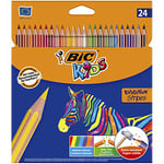 BIC Kids Evolution Stripes Colouring Pencils - Assorted Colours, Pack of 24
