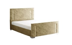 TULIP BED FRAME WITH MATTRESS Upholstery Bed Frame, Fabric, Champagne, Double