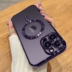 Kompatibelt iPhone 14 Pro Max-fodral med kameralinsskydd (kompatibelt med MagSafe) Magnetiskt reptåligt - Lila