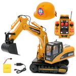 12 Channel RC Excavator Toy Full Function Intelligent Digger RC Construction Toys Construction Car Truck 2.4GHz Rechargeable Tractor Toy Birthday Gifts for Kids