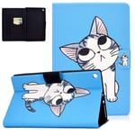 Case for Amazon Fire HD 10 Tablet(9th/7th/5th Generation, 2019/2017/2015 Release) - UGOcase Premium PU Leather Anti-Skid Folding Stand Credit Cards Cover with Auto Sleep & Wake Feature - Cute Cat