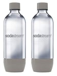 sodastream Twin Pack 1 Litre Reusable BPA Free Water Bottles for Sparkling Water Maker, Compatible with Spirit, One Touch, Power, Genesis, Jet, Cool 2 x Refillable Bottles - Grey