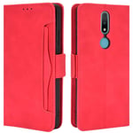 HualuBro Nokia 2.4 Case, Magnetic Full Body Protection Shockproof Flip Leather Wallet Case Cover with Card Slot Holder for Nokia 2.4 Phone Case (Red)