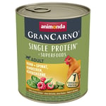 Animonda GranCarno Adult Superfoods 24 x 800 g - Kylling + Spinat, Bringebær, Gresskarkjerner