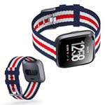 Fitbit Versa / 2 Lite woven nylon watch band - Black White Red Vit