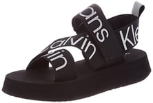 Calvin Klein Jeans Women Sandals Summer, Black (Black/Reflective Silver), 6 UK