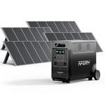 AFERIY Générateur Solaire 3600W avec 4x Panneau Solaire Portable 400W, Batterie LiFePO4 Portable 3840Wh, 220V-240V, Panneau Solaire Pliable 400W avec USB, IP65, pour Camping, Voyage, Pannes de Courant