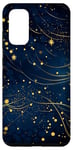 Coque pour Galaxy S20 Jolie étoile scintillante bleu nuit dorée