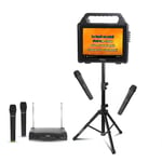 Pack Karaoké Enceinte Ecran 2 micros sans fil Bluetooth Ibiza KARAVISION sur Pied - Système micros sans fil PARTY-200UHF - Soirée