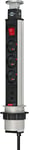 Brennenstuhl Tower Power Bloc multiprise escamotable 3 prises/2 prises USB avec interrupteur câble 2 m, Anthracite, 3 PRISES 2M- 2 x USB