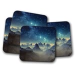 4 Set - Alien Planet Mountains Coaster - Sci-Fi Stars Space Cool Dad Gift #14286