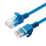 Nätverkskabel oskärmad Cat6a, slim, 3,6mm i diameter, MicroConnect, 3 meter - Blå