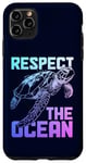 Coque pour iPhone 11 Pro Max Respect The Ocean Sea Turtle Surfer Plongée Fleurs