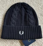 Genuine FRED PERRY Black 50% Wool CABLE KNIT CLASSIC Unisex C4116 Tags