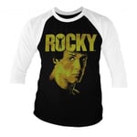 Hybris Rocky - Sylvester Stallone Baseball 3/4 Sleeve Tee (S,White-Black)