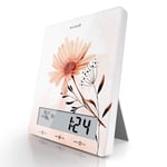 Bucanim Digital Kitchen Scale Food Weighing 10kg / 22lb Scale Grams & Ounces for Baking & Cooking Stand up Design Tempered Glass (Flower)