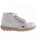 Kickers Childrens Unisex Hi Classic Kids White Boots Patent Leather - Size UK 1