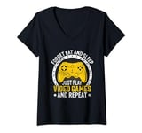 Womens Forget Eat And Sleep Just Play Video Games And Repeat V-Neck T-Shirt
