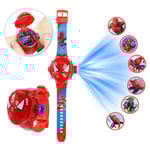 Barnklocka Projektor med 6 Barn Digital Cartoon Spiderman Spider-Man