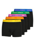 Jack & Jones Junior Boys 5 Pack Leo Solid Trunks - Black, Black, Size Age: 8 Years