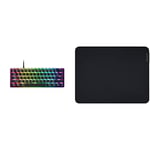 Razer Huntsman Mini Analog - 60% Gaming Keyboard with Analog Optical Switches UK Layout | Black & Gigantus V2 Medium - Soft Medium Gaming Mouse Mat for Speed and Control Black