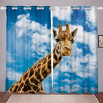 Giraffe Window Curtains for Bedroom for Kids Boys Girls Zoo Animal Theme Curtain Safari Wild Print Blackout Curtains Wildlife Style Darkening Thermal Drapes 2 Panel Set W66*L72