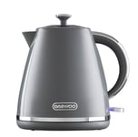 Daewoo SDA2625 Stirling Collection, 1.7 Litre Pyramid Kettle Filling Up to 7 Cups with 360° Swivel Base and Fully Removable Lid, User Friendly, Easy Cleaning, Safety Features, Stainless Steel, Grey