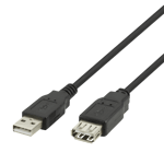 DELTACO – USB-jatkokaapeli, USB-A uros / naaras, 2 m musta (140002)