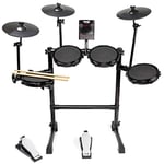 RockJam Mesh Head Kit, Adjustable Eight Piece Electronic Drum Kit with Mesh Head, Easy Assemble Rack and Drum Module including 30 Kits, USB and Midi connectivity
