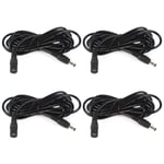 Haisheng 4PCS DC Extension Lead DC 12V Extension Cable DC Extension Cable 2.1mm / 5.5mm for CCTV Camera Led Router Printer Audio Speaker(Black)